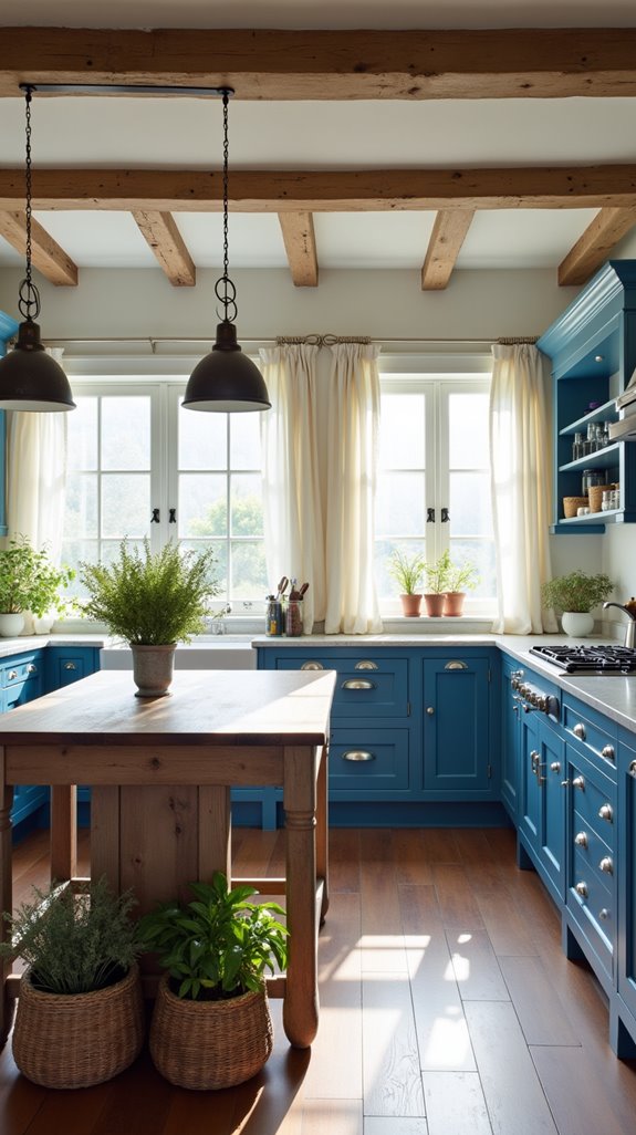 rustic wood meets blue accents