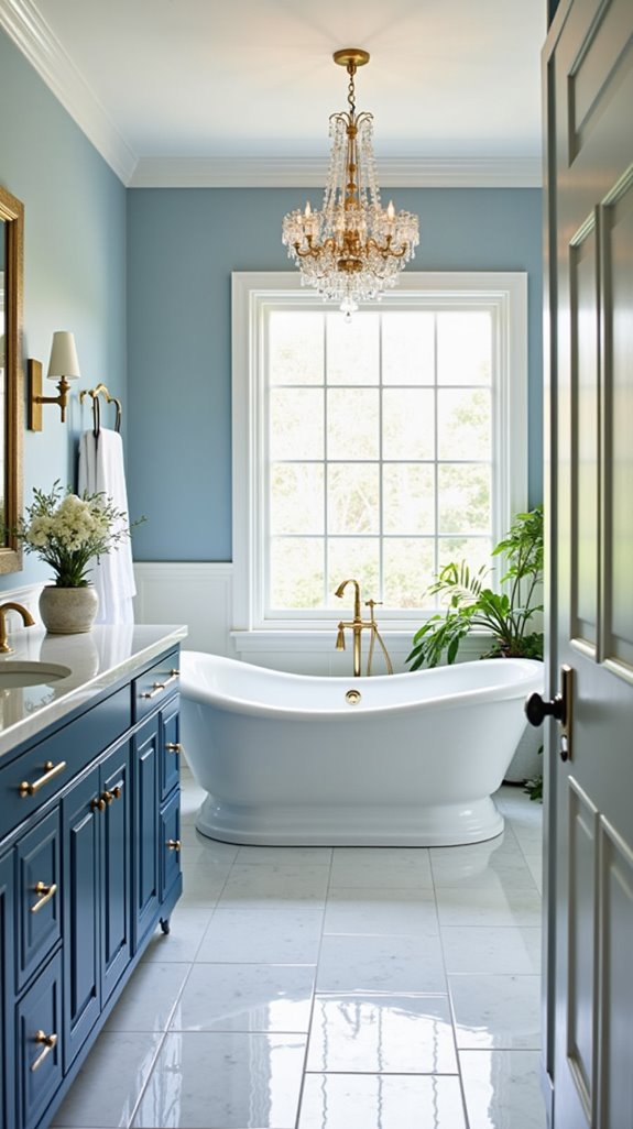 serene french blue bathrooms