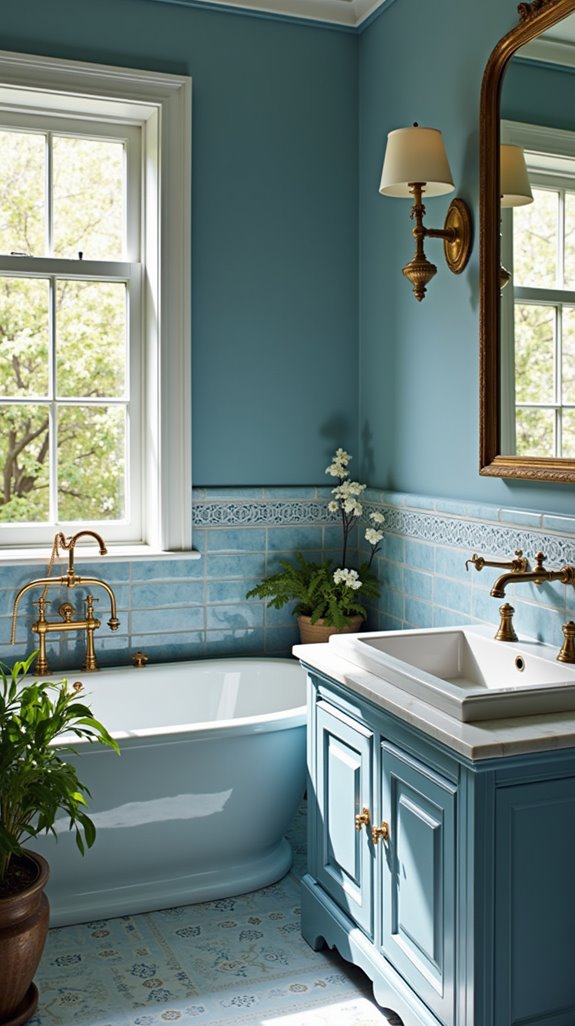 serene french blue bathrooms