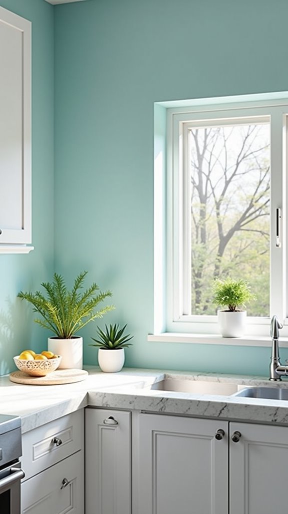 serene ice blue kitchen design