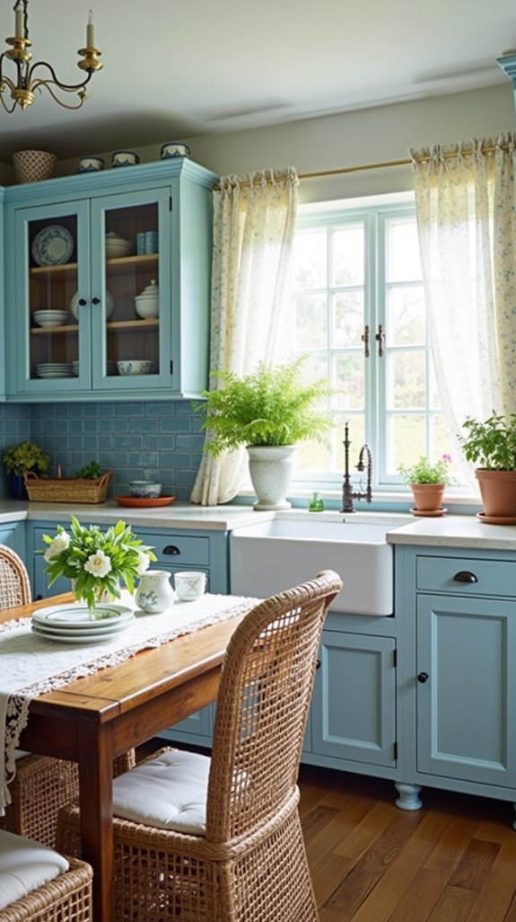serene soft blue kitchen