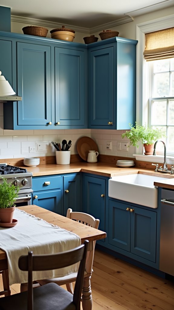 shaker style blue cabinets