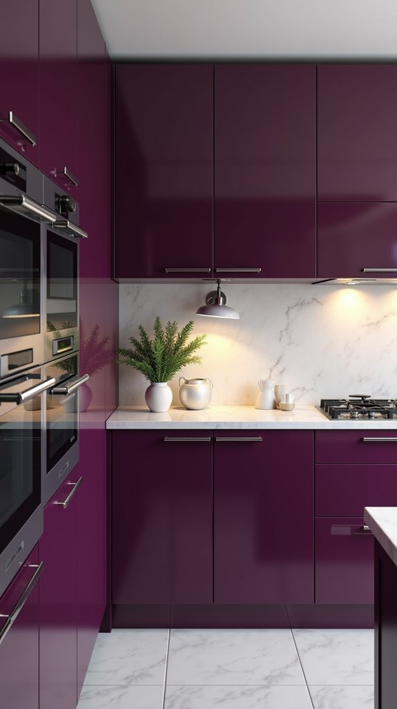 shimmering purple kitchen elegance