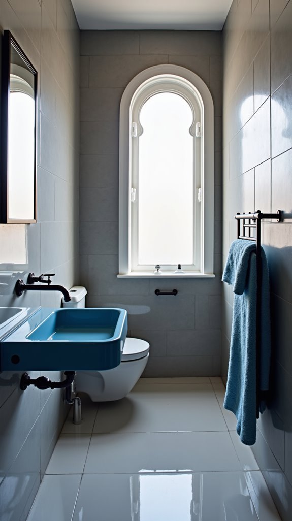 sleek grey tiles vibrant blues