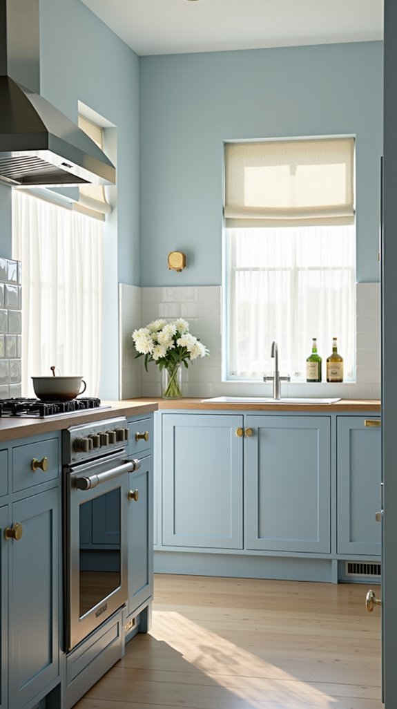 soothing light blue kitchen