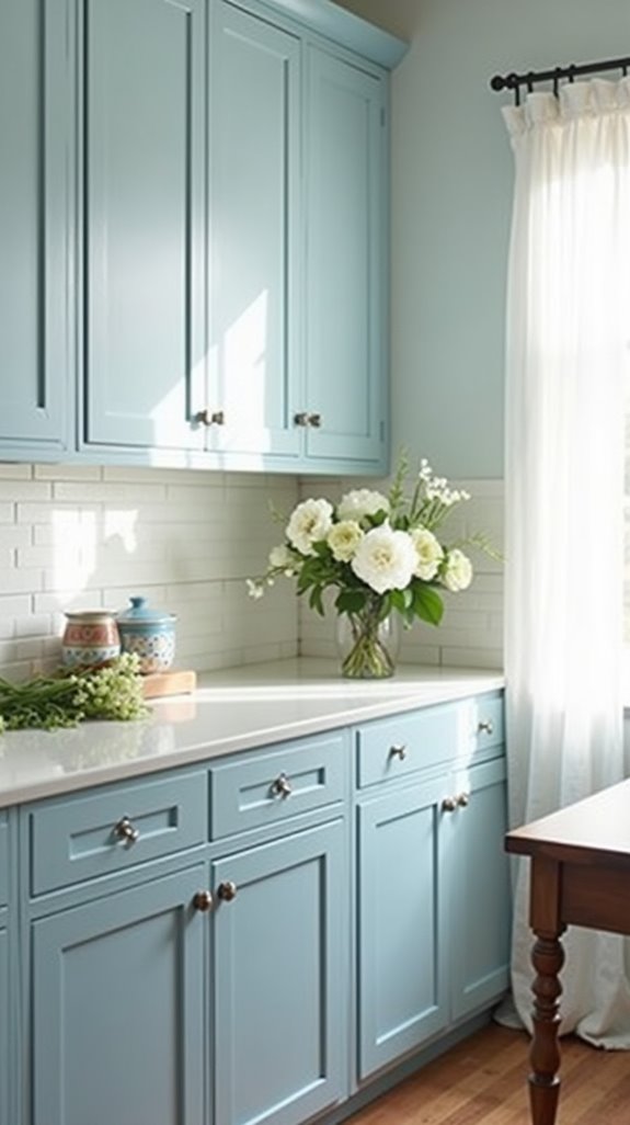 soothing pale blue kitchen