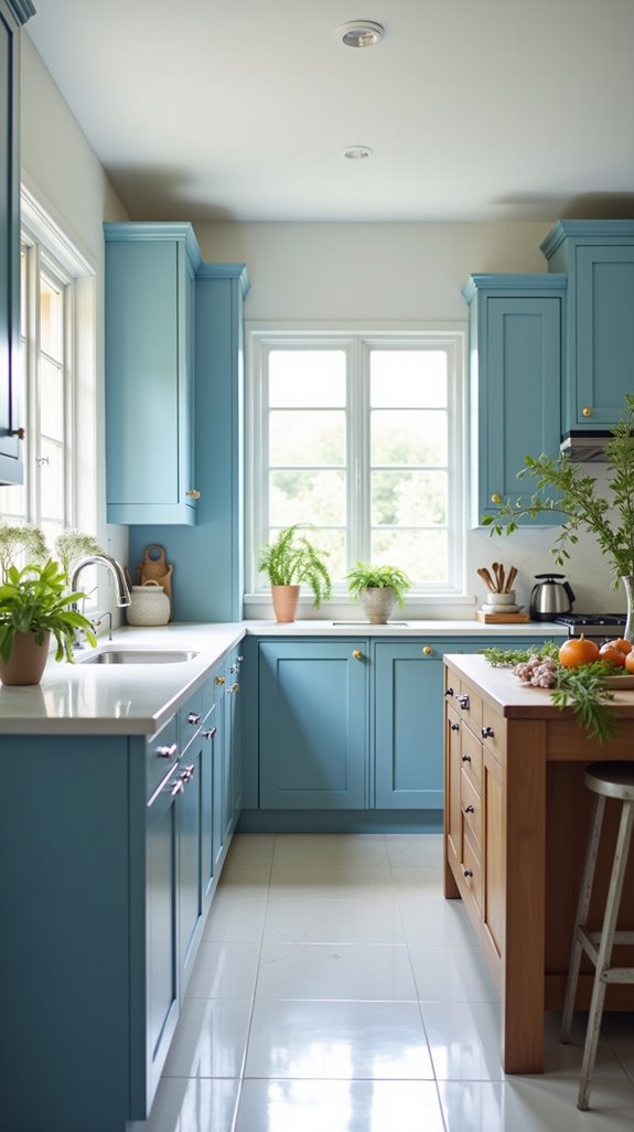 soothing sky blue kitchen