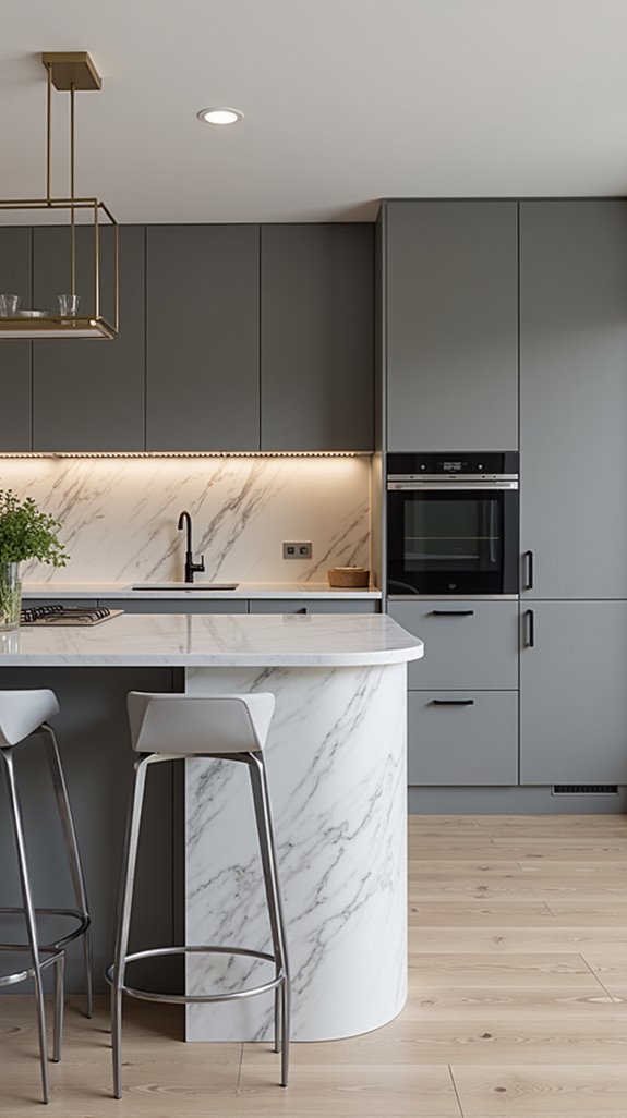 streamlined minimalist gray kitchens