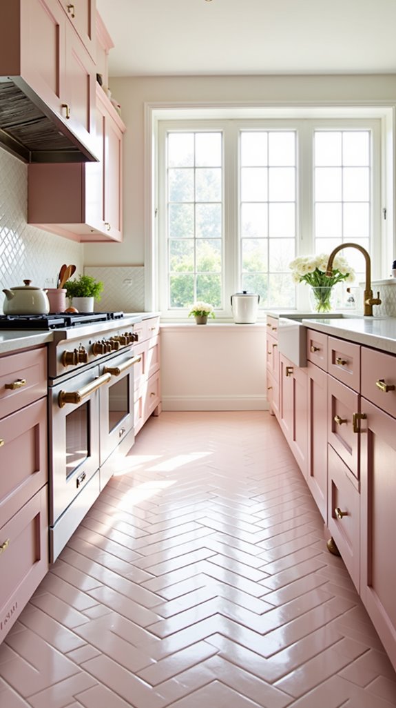 stunning pink and white tiles