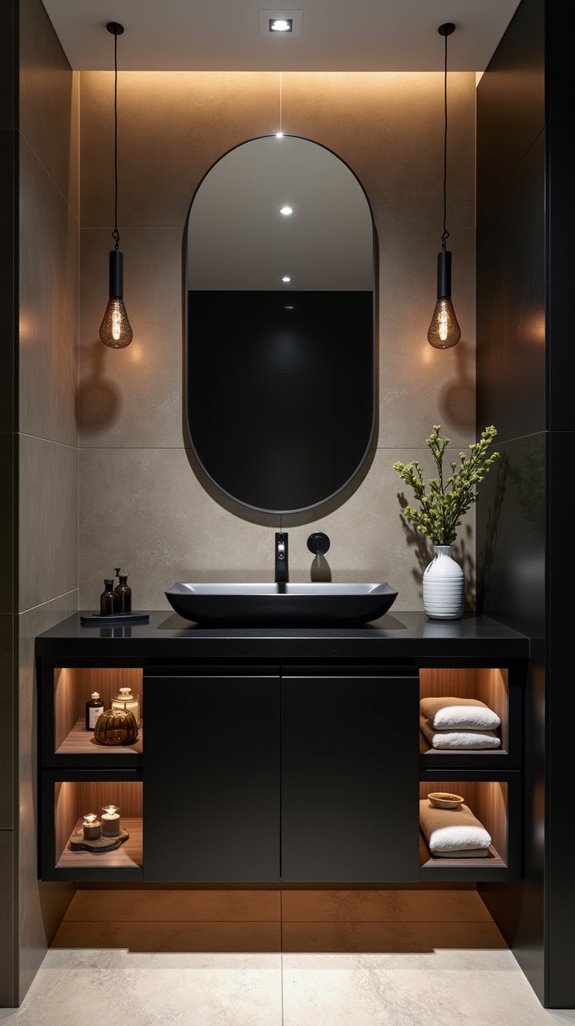 stylish black sink storage