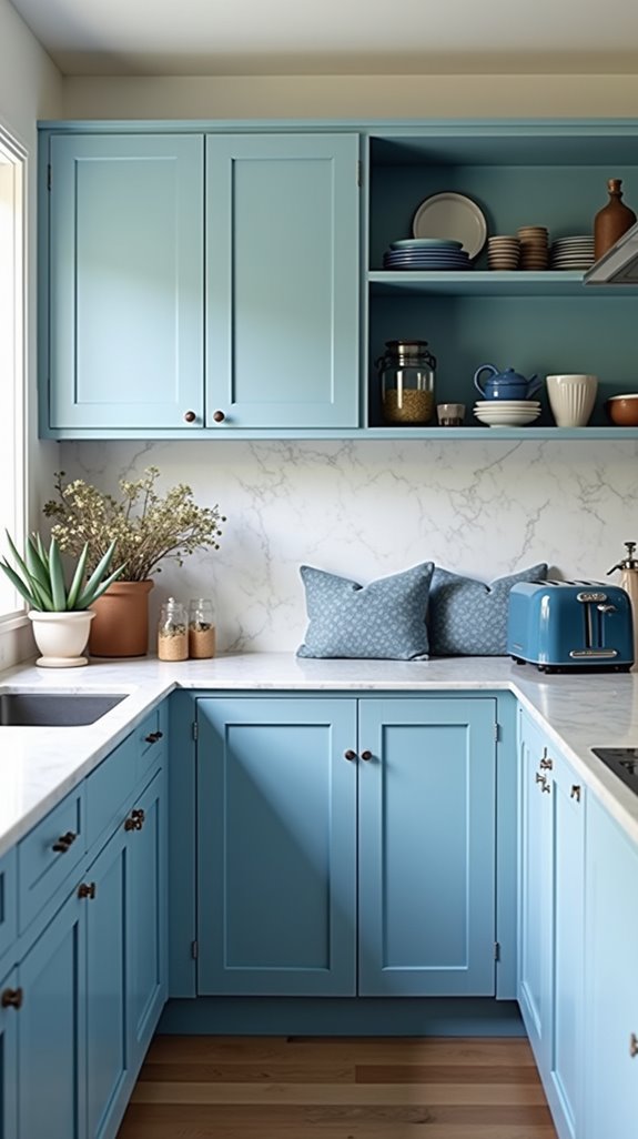 stylish blue kitchen appliances