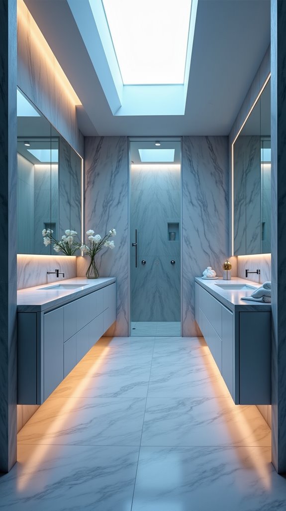 stylish layered bathroom lighting