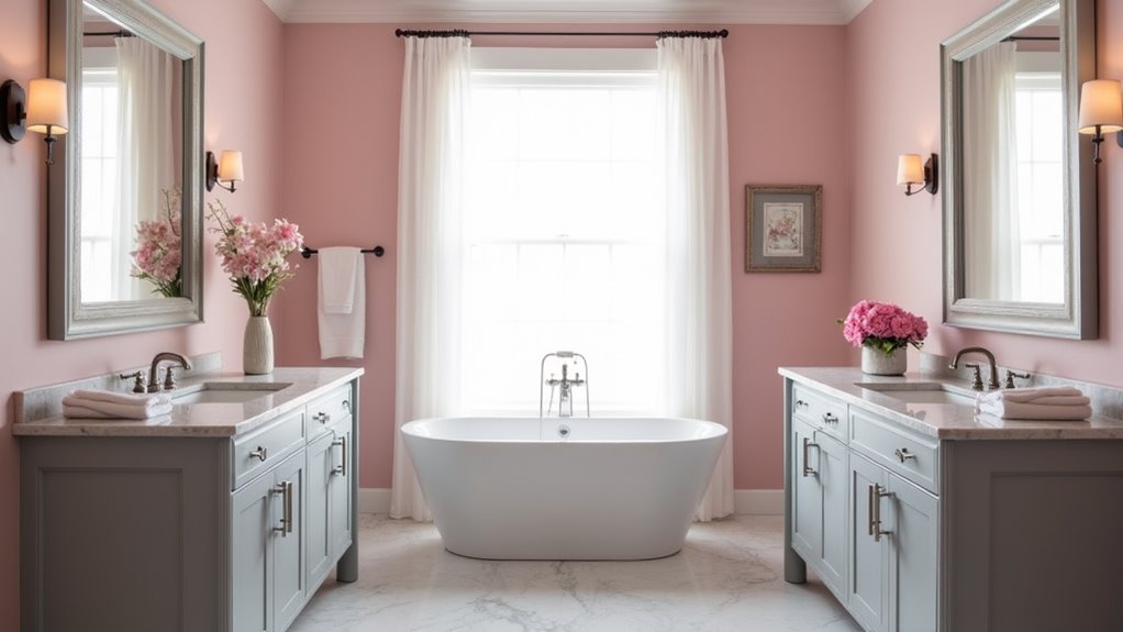 stylish pink and gray bathrooms