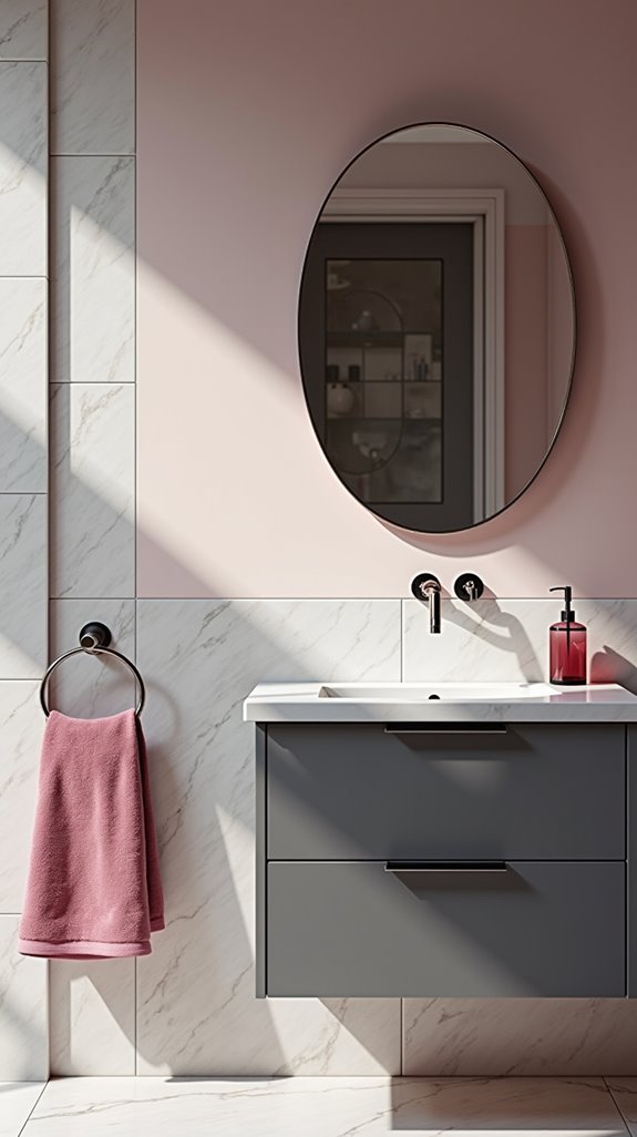 stylish pink and gray mirrors
