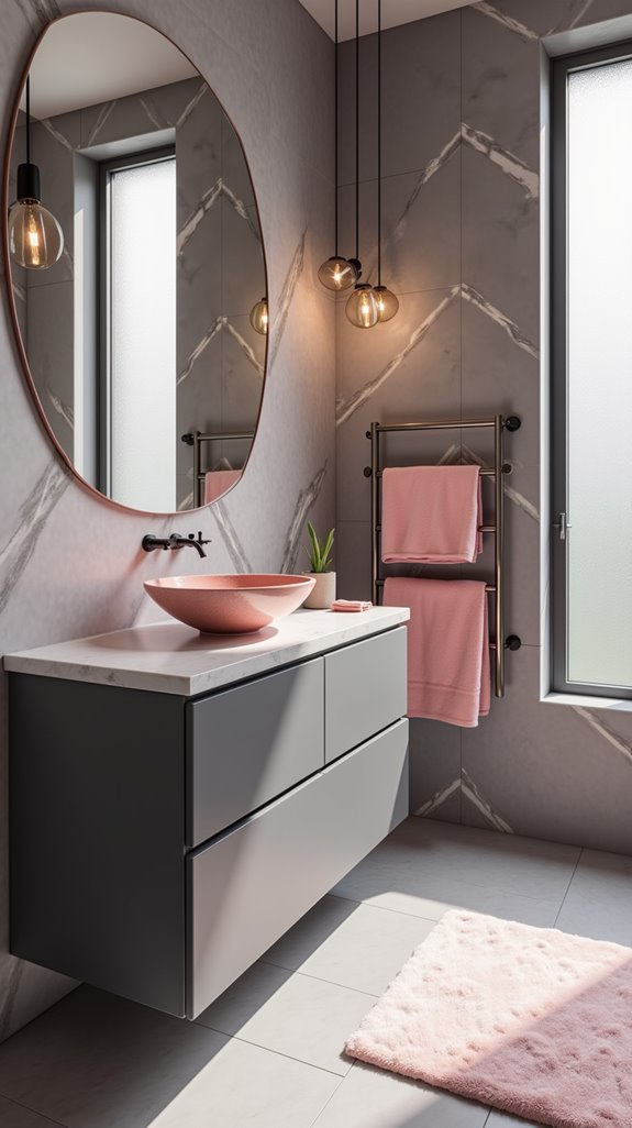 stylish pink and gray vanity