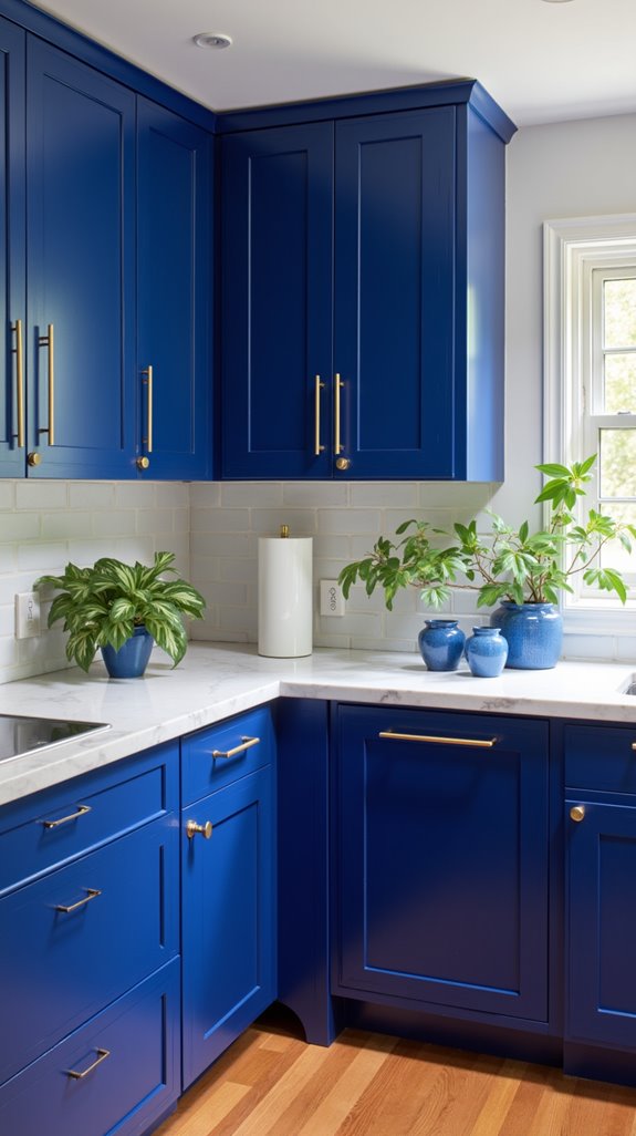 stylish royal blue cabinets