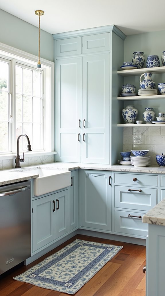 timeless blue and white kitchen