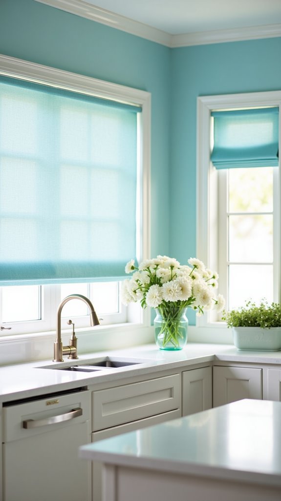 tranquil baby blue kitchen