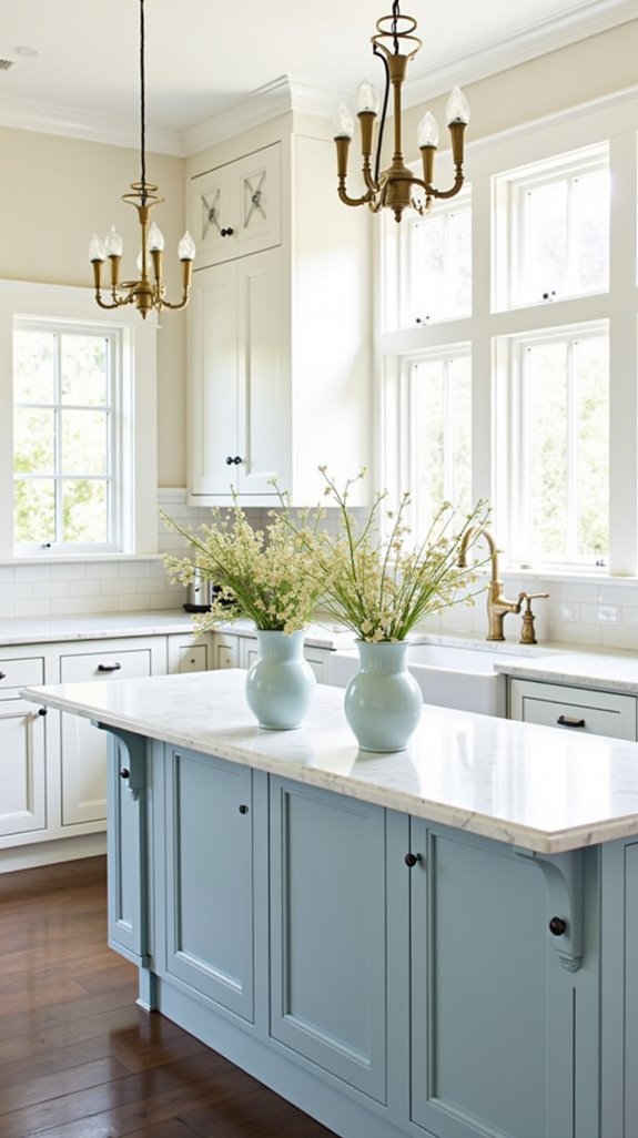 tranquil powder blue kitchens
