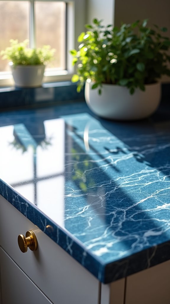trendy blue veined countertops