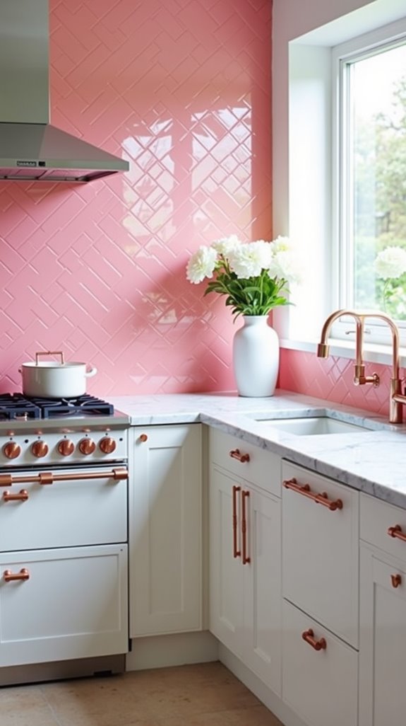 trendy pink kitchen backsplashes