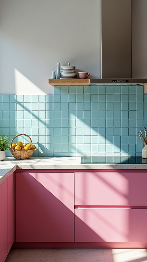 vibrant blue and pink