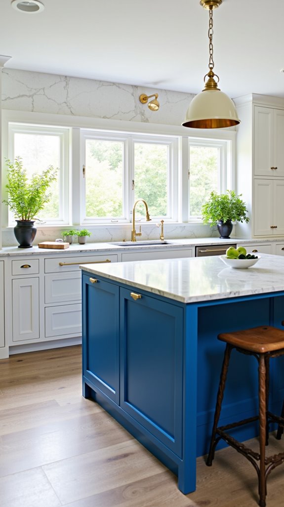 vibrant blue kitchen centerpiece