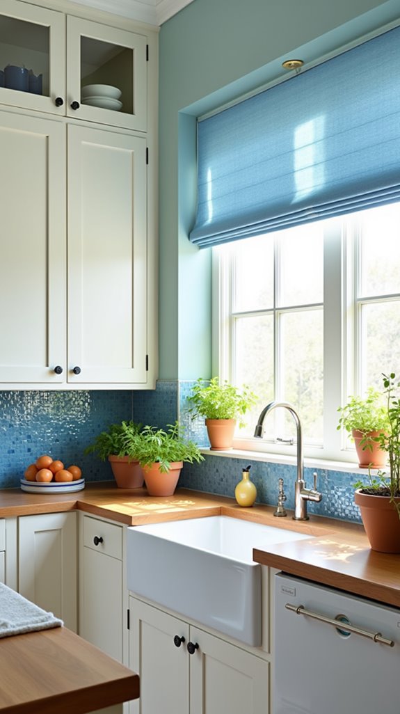 vibrant cornflower blue kitchen
