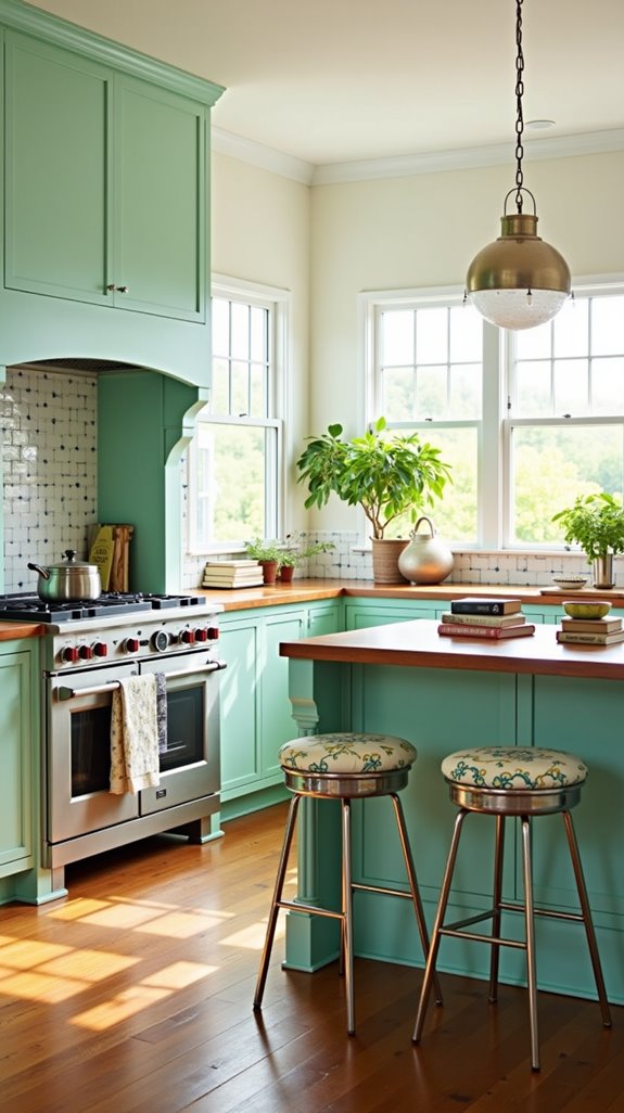 vibrant mint kitchen textiles