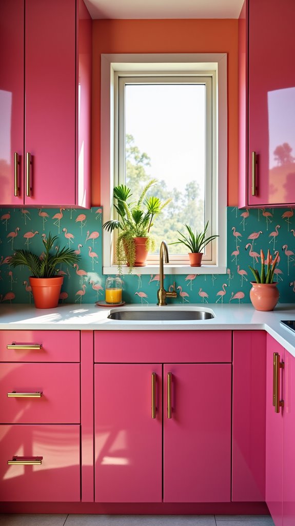 vibrant neon kitchen design