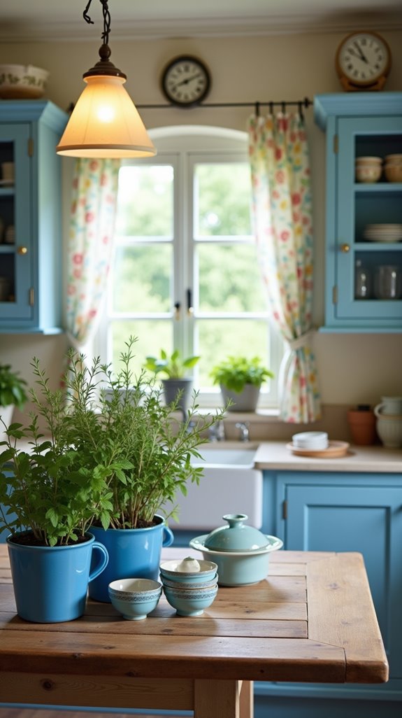 vibrant potted herbs enhance kitchen