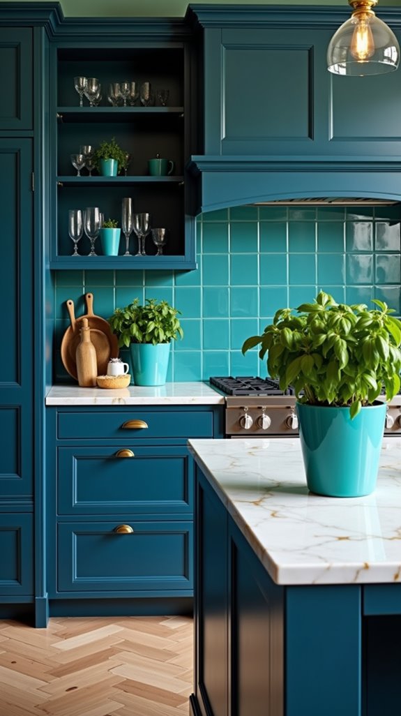 vibrant turquoise kitchen oasis