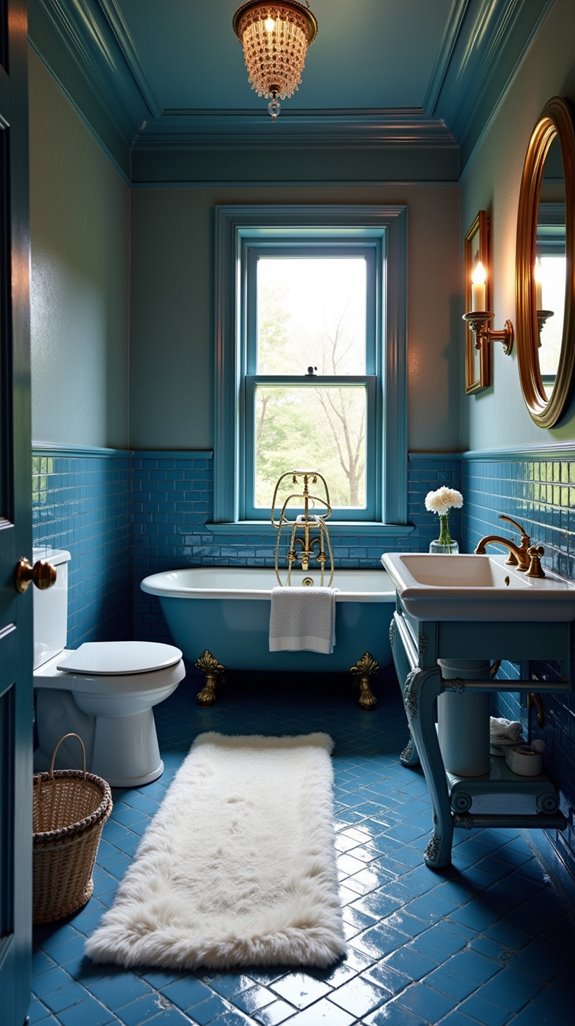vintage bathroom blue fixtures
