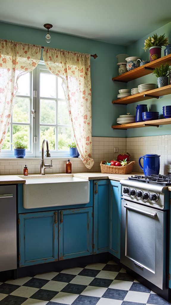 vintage blue kitchen decor