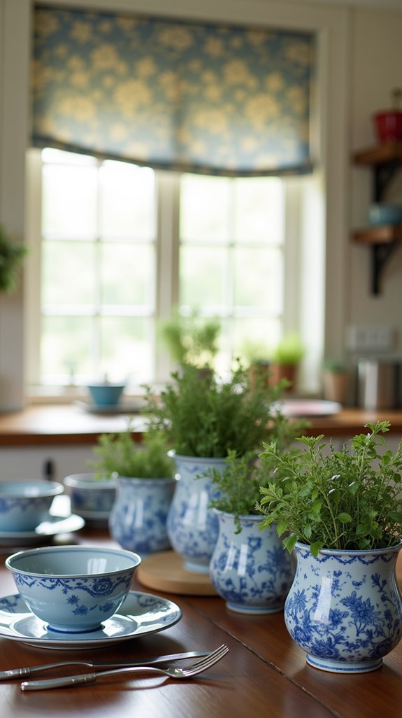 vintage ceramics in blue