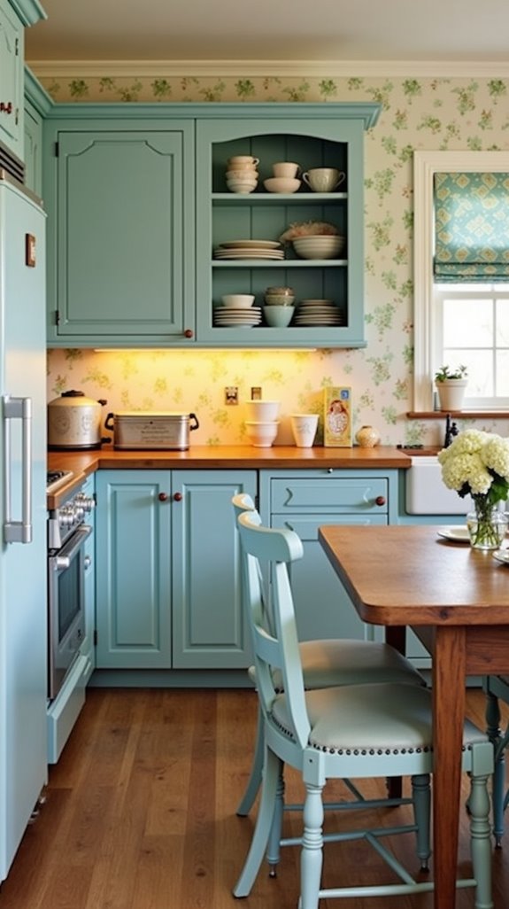 vintage kitchen with blue accents