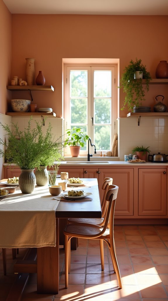 warm peach and terracotta