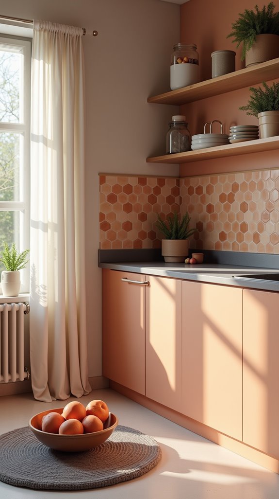 warm peach gray kitchen design