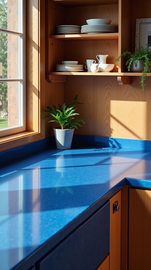 warm wood meets blue elegance