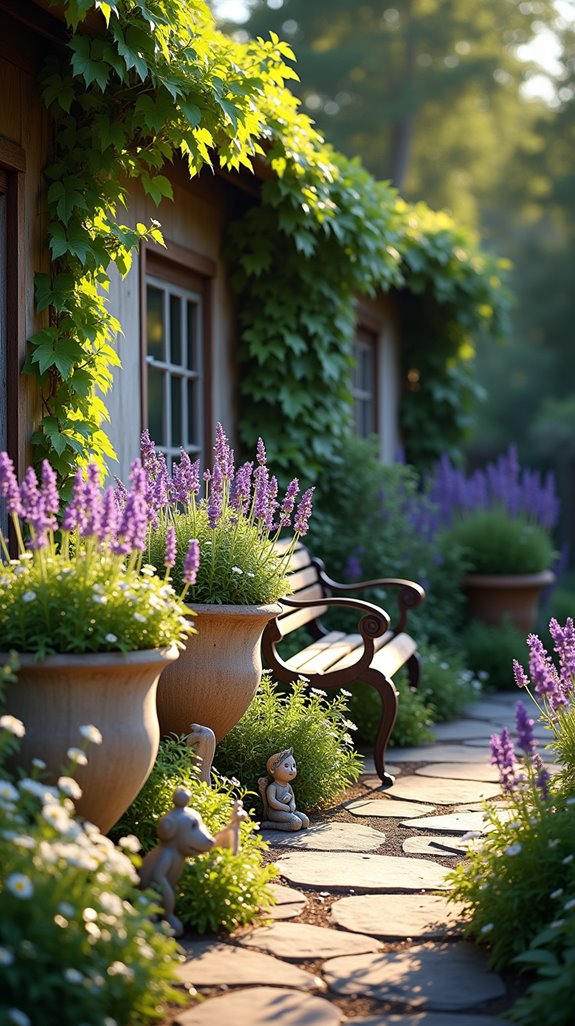 whimsical statues enhance gardens