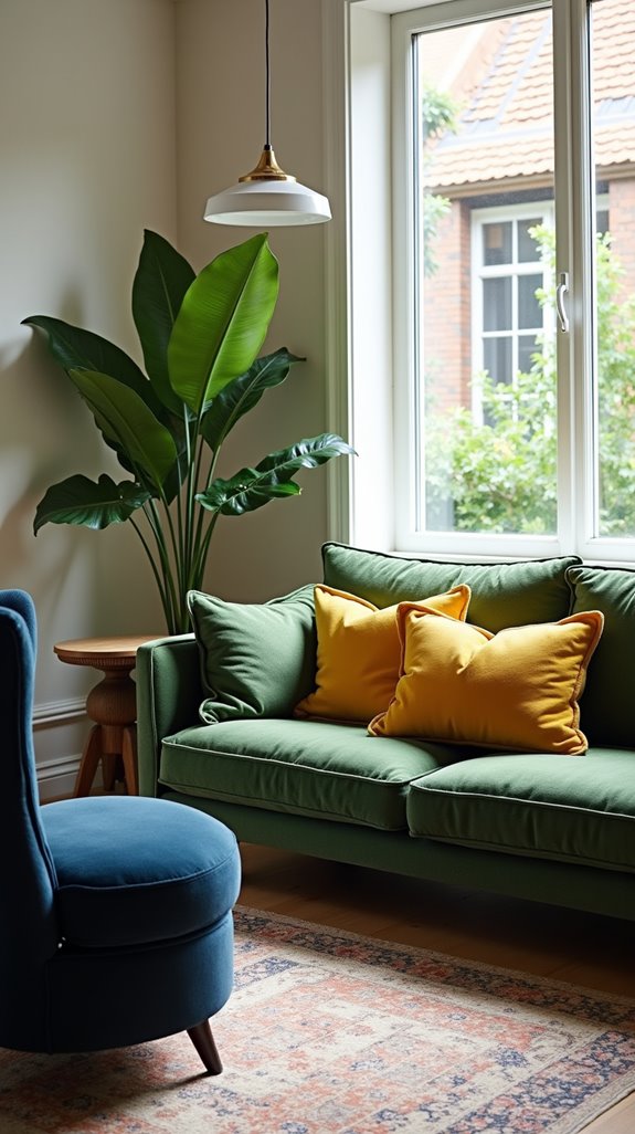 accent colors for green sofas