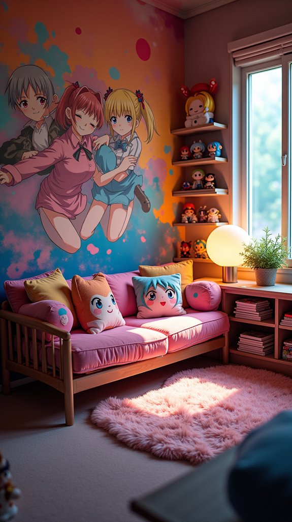 anime inspired accent wall design
