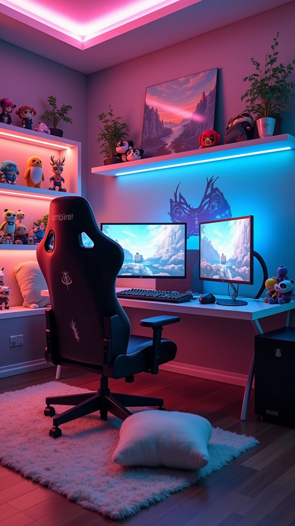 anime inspired gaming station setup