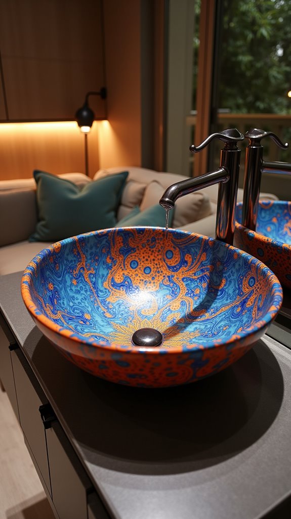 artistic bold patterned basins