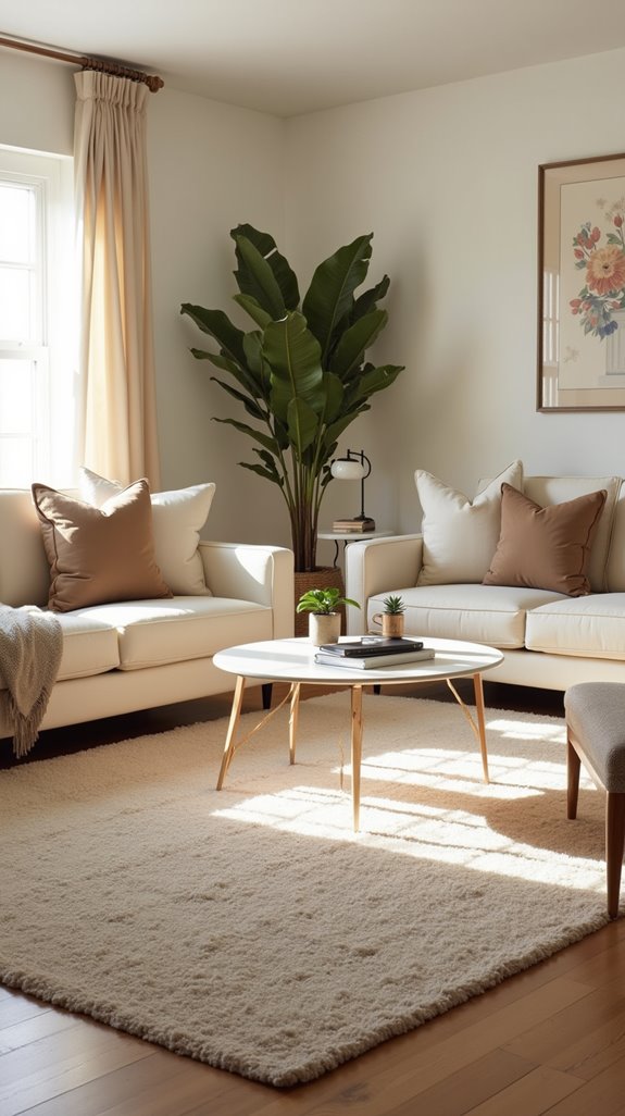 beige rugs create coziness