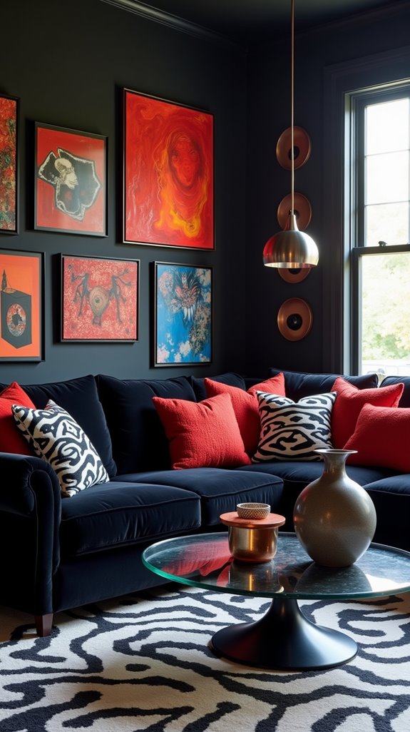 bold art complements black decor