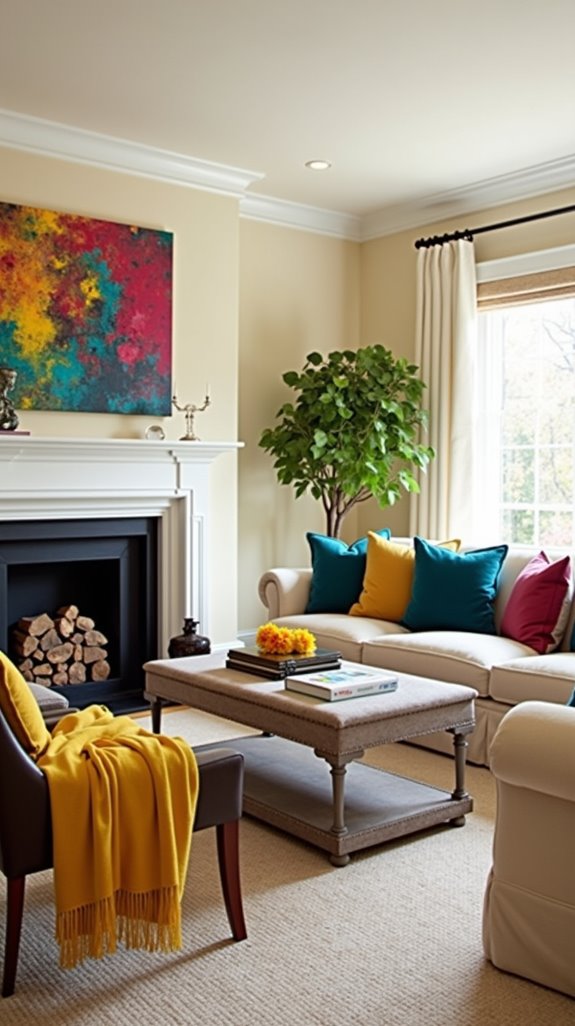 bold colors enhance beige