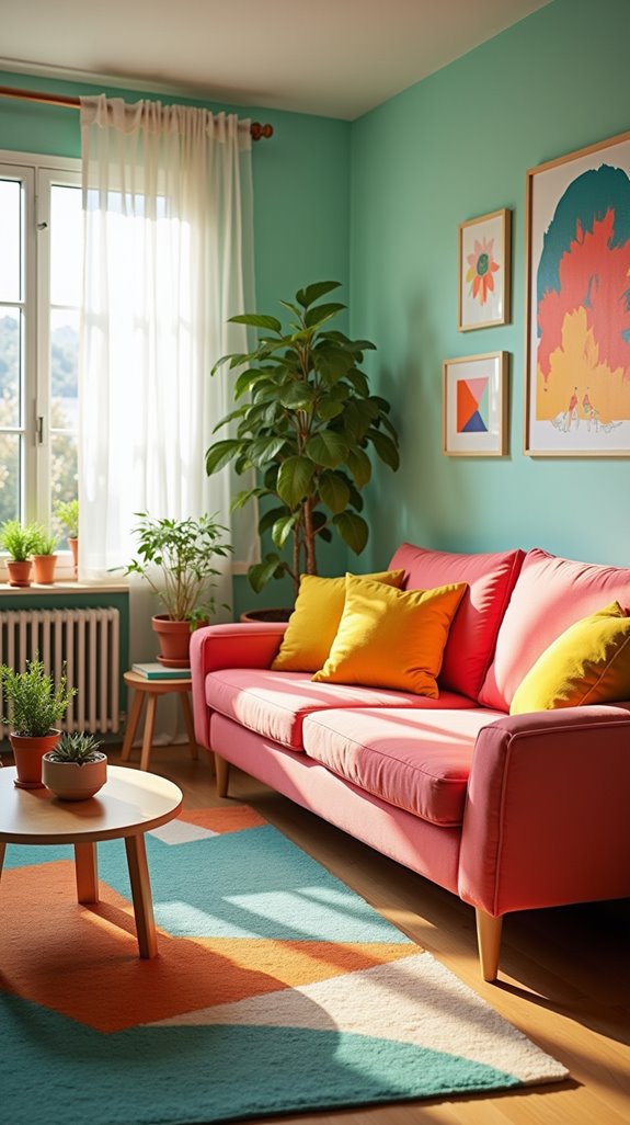 bright colorful couch centerpiece