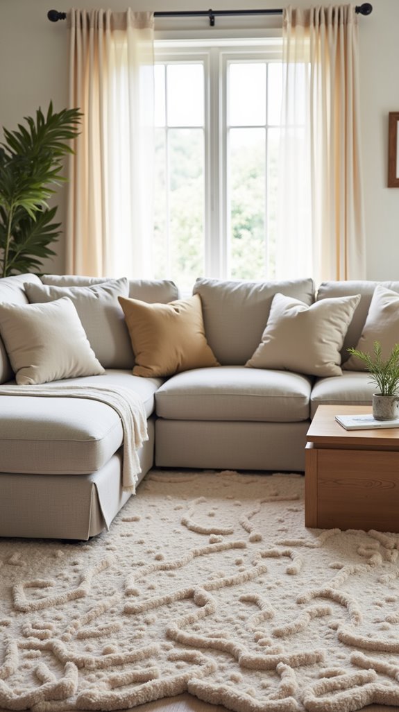 calming neutral living room rug