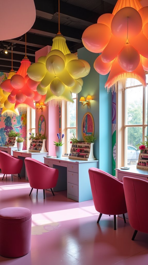 colorful inviting nail stations